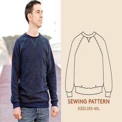 Easy sweatshirt sewing pattern for men's sizes 2XS-4XL, easy sewing project for beginners, Hoodie PDF pattern,