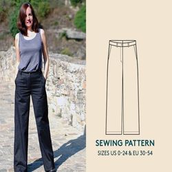 Pants sewing pattern and sewing video tutorial Chino pants PDF pattern, Instant download