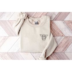 Baby Yoda Sweatshirt, Youth Crewneck Sweatshirt, Yoda Pullover, Funny Unisex Sweater, Gift for Her