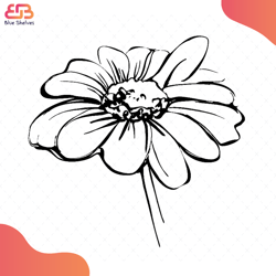 Sketch Wild Flower Resembling Daisy Svg, Flower Svg, Daisy Svg, Drawing Daisy Svg, Wi