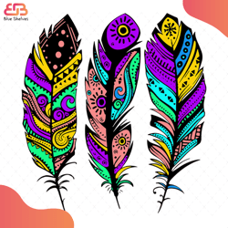 Colorful Tribal Feathers Svg, Flower Svg, Feathers Svg, Tribal Svg, Tribal Pattern Sv