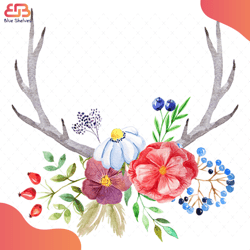 Boho Rustic Composition Perfect For Floral Svg, Flower Svg, Horns Deer Svg, Flowers S