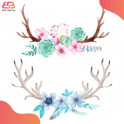 Boho Rustic Composition Perfect For Floral Design Svg, Flower Svg, Horns Deer Svg, Bo