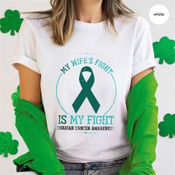Ovarian Cancer Survivor Shirt, Gift for Wife, Teal Cancer Ribbon Graphic Tees, Ovarian Cancer Gift, Ovarian Cancer Aware