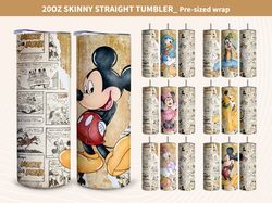 Bundle Retro Disney Comic Tumbler Design, Mickey and Minie. Donal, Daisy, Pluto, Goofy Png, Birthday Girl Gifts, Digital