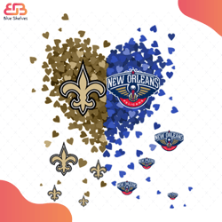 New Orleans Saints And New Orleans Pelicans Heart Svg, Sport Svg, New Orleans Saints