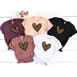 Leopard Printing Heart Shirt, Love Shirt, Love T-Shirt, Valentines Day Shirt, Couple Matching Shirt, Gift For Wife, Moth