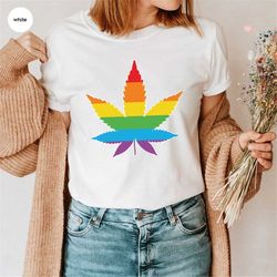 LGBTQ Weed Shirt, Pride Awareness Clothing, Marijuana Trans Shirt, Rainbow Cannabis Graphic Tees, Stoner Gay Gifts, Smok