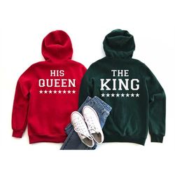 The King His Queen Hoodie Shirt Sweatshirt, Couple Shirts, Honeymoon Shirts, Matching Shirts, Wife and Husband Shirts, B