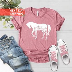 Floral Horse Shirt, Horse Shirt, Country Shirt, Floral Shirt, Animal Lover Shirt, Gift For Horse Lovers, Equestrian Tee,