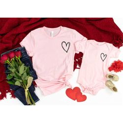 valentines day mommy and baby heart shirt pocket, mother's day mommy and baby shirt, mother's day shirt, valentines day