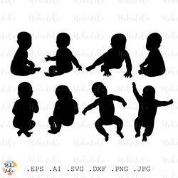 Baby Svg, Baby Silhouette, Baby Cricut SVG, Baby Stencil Dxf, Baby Shower Svg, Baby Clipart Png, Stencil Templates