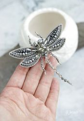 Dragonfly brooch, beaded dragonfly brooch, insect brooch, embroidered beaded brooch, brooch, handmade brooch