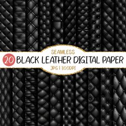 Seamless Black Leather Digital Paper | Embossing, Real Textures, Rustic, Pattern, Planner Paper, Backgrounds, Scrapbook