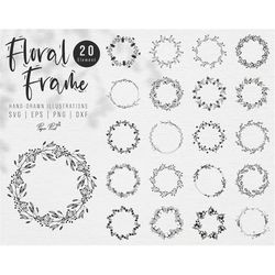 floral frame svg, floral wreath svg, monogram frame svg, floral border svg, flower wreath svg, circle frame svg, wedding