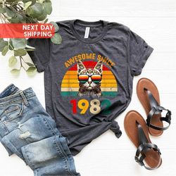 1982 Retro Cool Cat Shirt, Awesome Since 1982 Tee, 1982 Vintage Cool Cat Shirts, 41st Birthday Shirt, Born In 1982 Tee,