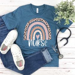 Rainbow Nurse Shirt, Nurse Life, Nurse Gift, Nurse Shirt, Gift For Nurse, Nurse Week, Registered Nurse Shirt, Leopard Pr
