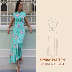 Summer dress sewing pattern in sizes US 0-24/EU 30-54, Easy sewing project, instant download