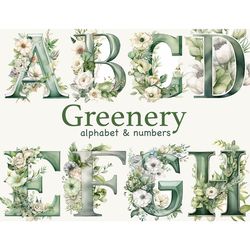 Greenery Alphabet | Lettering Clipart Bundle