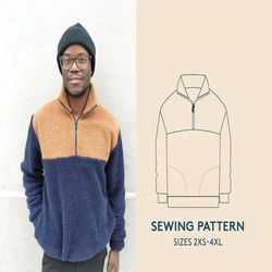 Zip up sweater PDF sewing pattern and Video tutorial in sizes 2XS-4XL | sewing pattern for Instant download