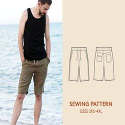 shorts pattern for sewing in sizes 2xs-4xl, men's shorts pdf sewing pattern, instant download