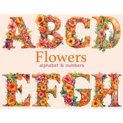 Alphabet Flowers Clipart | Floral Alphabet Lettering