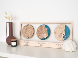 Acrylic City Plan, Christmas Gift for Husband, Home Decor, Wood City Plan, Xmas Gift