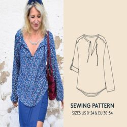 Boho tunic pattern | size 0-24/30-54 | Women's PDF sewing pattern | Create your own Tunic DIY
