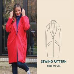 Winter coat sewing pattern / Cocoon Coat PDF sewing pattern / Instant download / Sizes 0-16 / 30-46