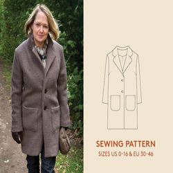 Classic winter coat sewing pattern / make your own coat / sizes 0-16/30-46 Instant Download