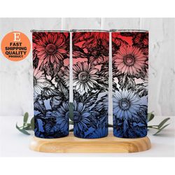 Title: 'USA Flowers 20oz Stainless Steel Tumbler | Floral Patriotic Cup | Insulated Travel Tumbler | Trendy and Vibrant