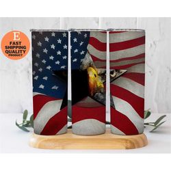 American Flag and Eagle in Star Stainless Steel Tumbler - 20oz Tumbler, Trendy and Vibrant Patriotic Tumbler