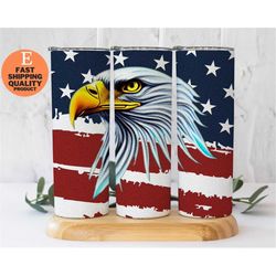 Eagle and Flag Stainless Steel Tumbler: Stay Hydrated with Patriotic Style, Bold and Patriotic 20oz Tumbler with America