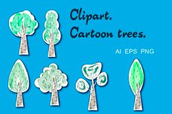 Cliparts of cartoon trees.