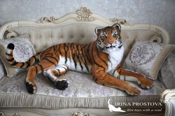 Tiger realistic plush animals. Ooak toy. Big tiger stuffed toy