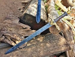 King Arthur Excalibur Sword Damascus Steel Long Sword Handmade Sword Replica Sword With Sheath