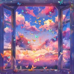 Sunset Reverie: Dream Butterflies Dancing in the Warmth of Reflected Sunlight