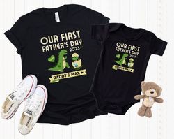 Our First Fathers Day Custom Shirt, Father and Baby Matching Shirt, Dinosaur Matching, New Dad Shirt, Father And Daughte