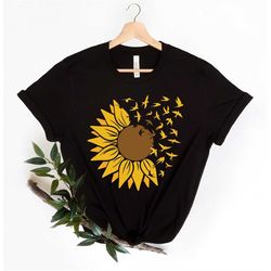 Sunflower Birds Shirt, Sunflower Tee, Birds Shirt, Flower Shirt, Sunflower Tshirt, Floral Shirt, Floral Tee, Gift For He