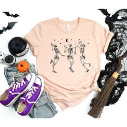 Halloween Shirt, Halloween Party Dancing Skeleton Shirt, Funny Halloween Shirt, Skeletons Happy Halloween Tshirt, Skelet