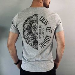 Lion of Judah Graphic Tee, Religious Gift for Him, Christian Shirts for Men, Gift for Dad Husband Son Brother Grandfathe