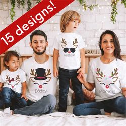 Personalized Matching Family Christmas Pajamas, Custom Group Christmas Shirts, Gifts for Grandchildren, Reindeer Christm