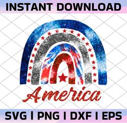 America Rainbow Patriotic PRINTABLE png Sublimation Waterslide Sticker, American png, Sublimation, Rainbow Png, USA Png