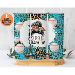 Personalized Baseball Mom, Gift with Trendy Leopard Print and grass Design, Leopard Print Baseball Mom, Travel Tumbler