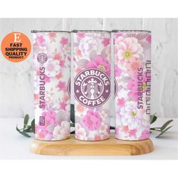 Personalized Pink Floral Starbucks Tumbler - Pastel Garden, Pink and Pastel Floral Starbucks Tumbler, Pink Starbucks Tum