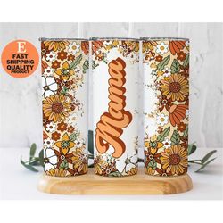 Vintage-inspired Floral Tumbler, Retro Mother's Day Gift Idea, Flower Patterned Drinking Tumbler, Stylish Tumbler with F