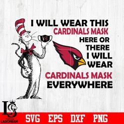 Dr Seuss I Will Wear This Arizona Cardinals Mask Here svg, digital download