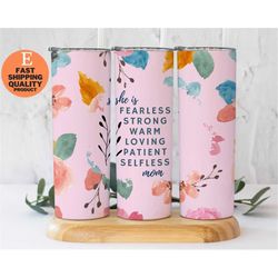 Pink Floral Mom Affirmations Stainless Steel Tumbler, Stainless Steel Tumbler with Mom Affirmations, Motivational Tumble