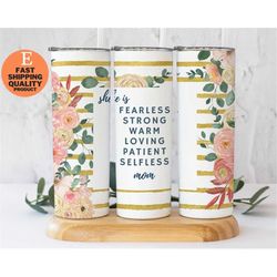 Floral Mom Affirmations Tumbler, Stainless Steel Travel Mug, Mother's Day Gift, Positive Affirmations Tumbler, Floral Mo
