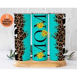 Mom Sunflower Stainless Steel Tumbler with Leopard Design, Sunflower Stainless Steel Tumbler for Mom